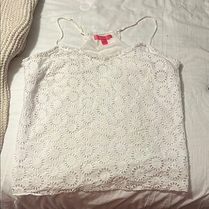 Lilly Pulitzer Cream Cropped Camisole with Lace